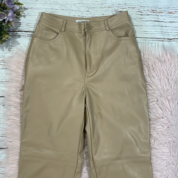 L*SPACE Quincey Faux Leather High Rise Pant Color Latte - Picture 5 of 9